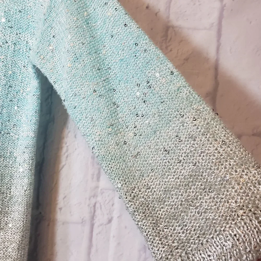 PECK & PECK Sequined Lightweight Ombre Pullover Sweater Petite Small